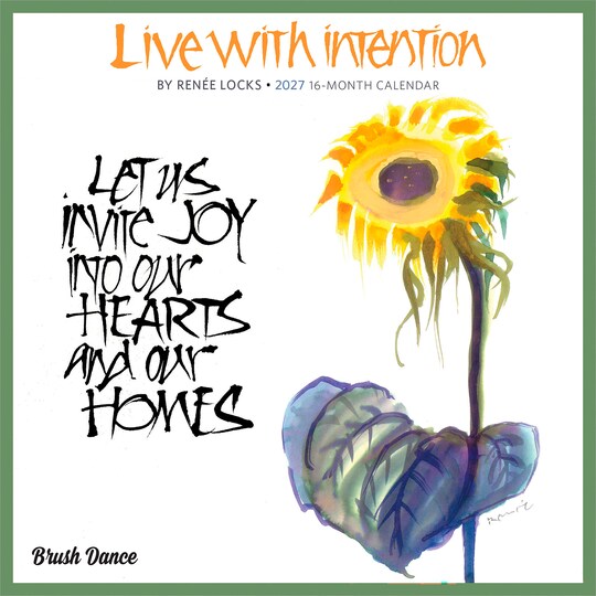 Brush Dance; Live with Intention | 2027 7 x 14 Inch (Hanging) Monthly Mini Wall Calendar | Featuring the Artwork of Renee Locks; Category:Wall Calendars; Image:1